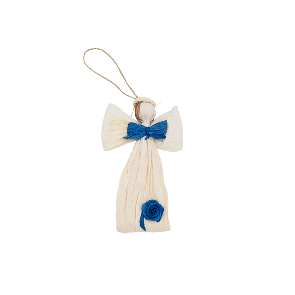 Kerstengel hanger, wit blauw, Carolina Flowers