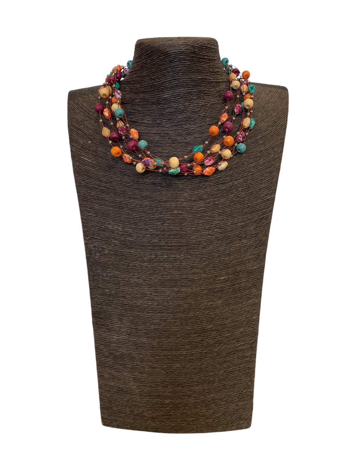 Satra Ketting – Fairtrade Halsketting van Hout, Glas en Nikkelvrij Metaal 228 - 2
