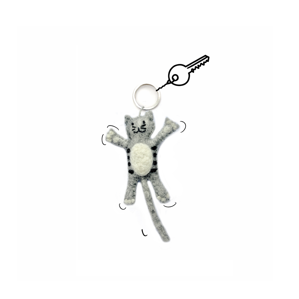 Keyring cat grey (Set 3)