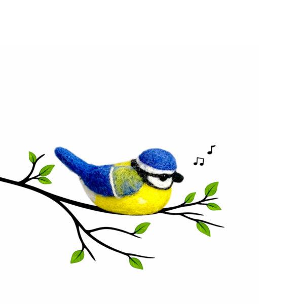 Bird blue tit (pimpelmees)  set 3 stuks