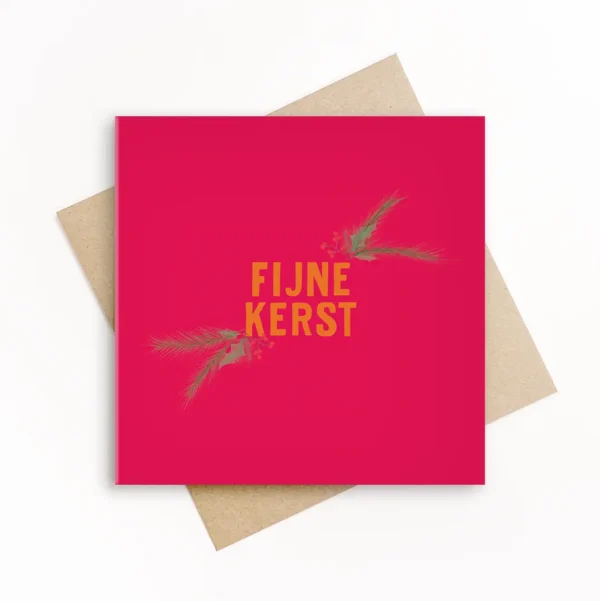 Kerstkaart - Fijne kerst, roze